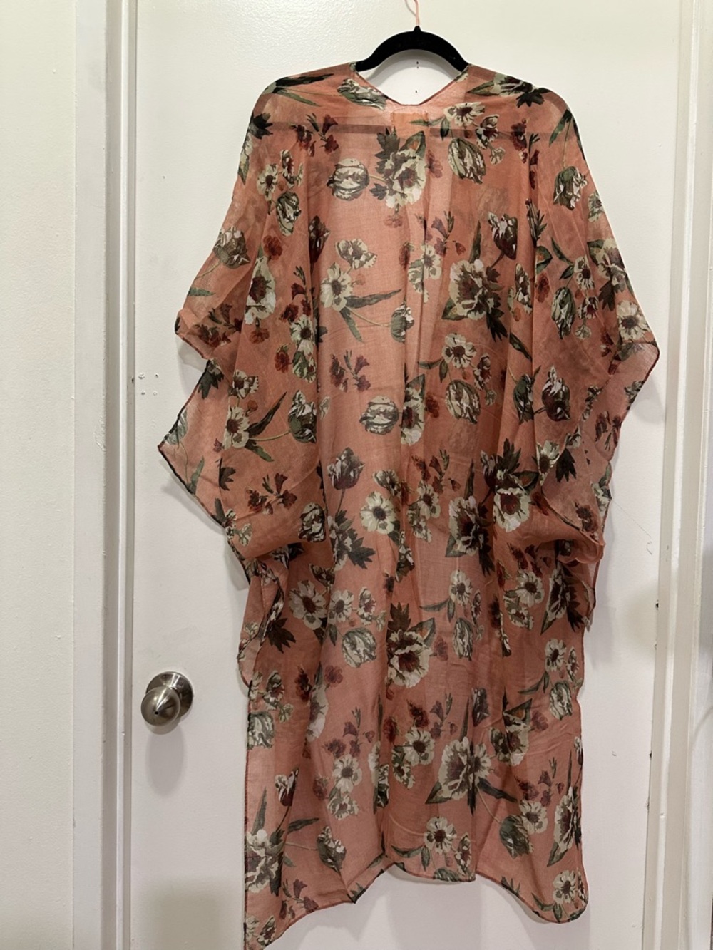 Joyfolie Dusty Rose Floral Bohemian Kimono Sz L - Picture 3 of 5